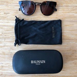Balmain Animal Print Golden Tone Round Sunglass